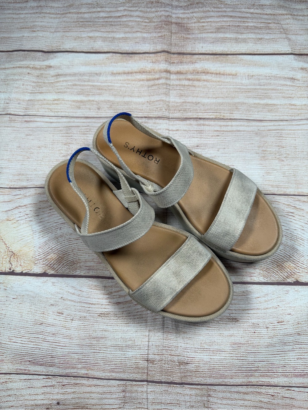 Rothy's Women's Neutral Beige-Taupe Slingback Wedge Sandals